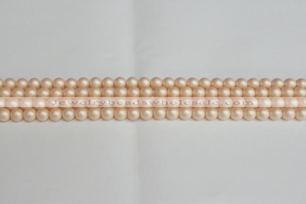 CSB1360 15.5 inches 4mm matte round shell pearl beads wholesale