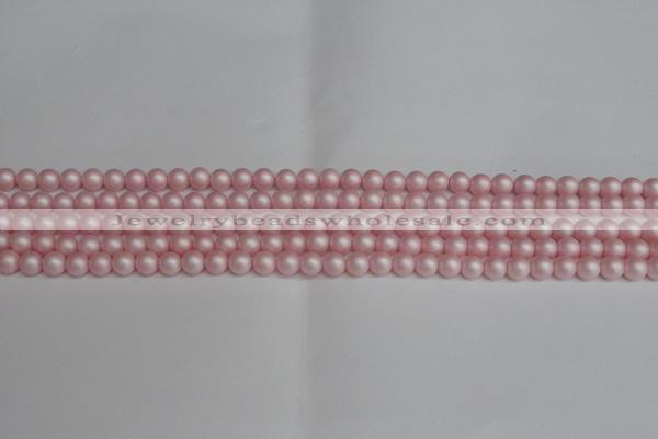 CSB1370 15.5 inches 4mm matte round shell pearl beads wholesale