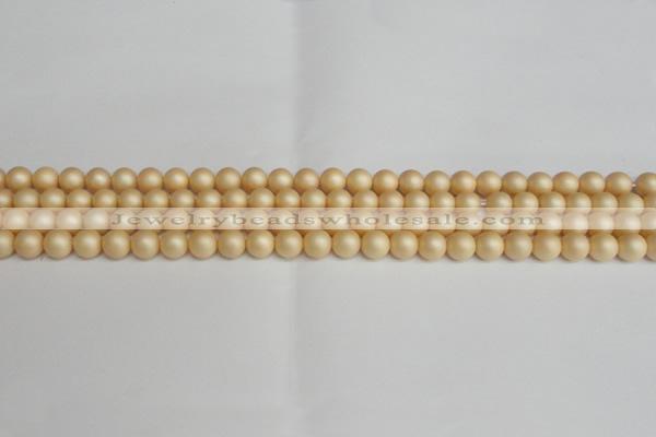 CSB1375 15.5 inches 4mm matte round shell pearl beads wholesale