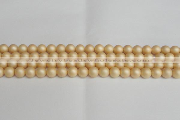 CSB1378 15.5 inches 10mm matte round shell pearl beads wholesale