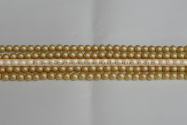 CSB1380 15.5 inches 4mm matte round shell pearl beads wholesale