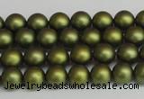 CSB1395 15.5 inches 4mm matte round shell pearl beads wholesale