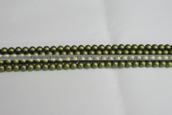 CSB1395 15.5 inches 4mm matte round shell pearl beads wholesale