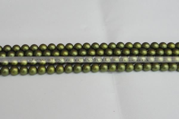 CSB1397 15.5 inches 8mm matte round shell pearl beads wholesale