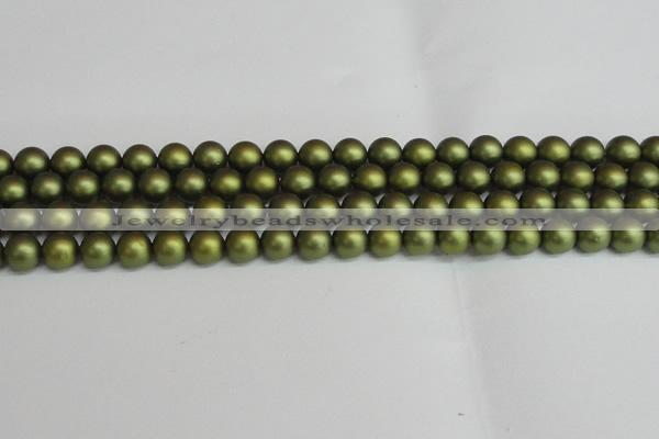 CSB1398 15.5 inches 10mm matte round shell pearl beads wholesale