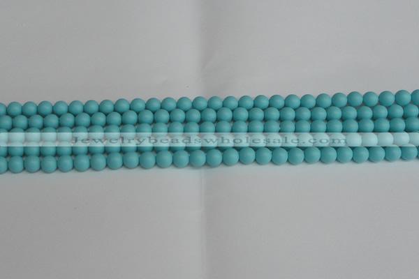 CSB1405 15.5 inches 4mm matte round shell pearl beads wholesale