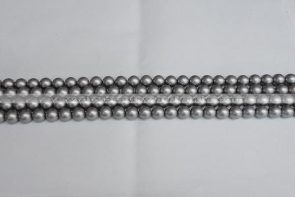 CSB1440 15.5 inches 4mm matte round shell pearl beads wholesale