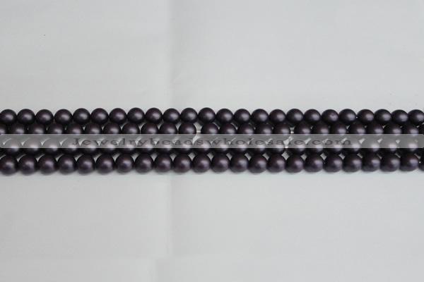 CSB1445 15.5 inches 4mm matte round shell pearl beads wholesale