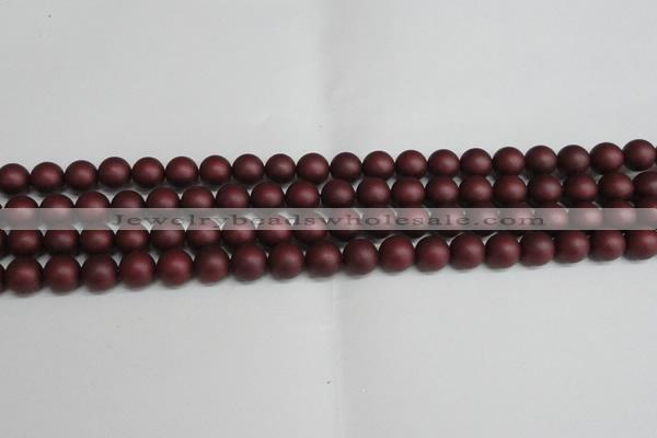 CSB1452 15.5 inches 8mm matte round shell pearl beads wholesale