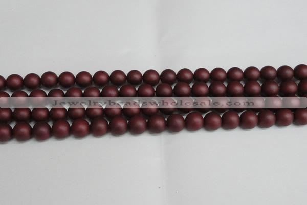 CSB1453 15.5 inches 10mm matte round shell pearl beads wholesale