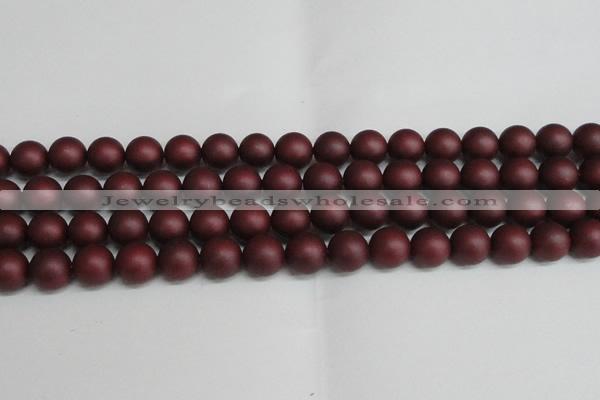 CSB1454 15.5 inches 12mm matte round shell pearl beads wholesale