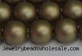 CSB1675 15.5 inches 14mm round matte shell pearl beads wholesale