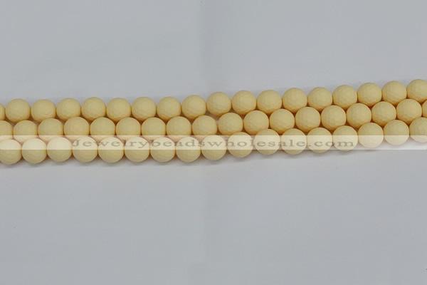 CSB1801 15.5 inches 6mm faceetd round matte shell pearl beads