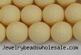 CSB1803 15.5 inches 10mm faceetd round matte shell pearl beads