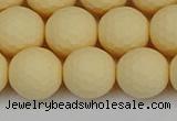 CSB1804 15.5 inches 12mm faceetd round matte shell pearl beads