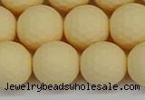 CSB1805 15.5 inches 14mm faceetd round matte shell pearl beads