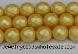 CSB1811 15.5 inches 6mm faceetd round matte shell pearl beads