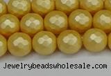 CSB1812 15.5 inches 8mm faceetd round matte shell pearl beads