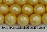 CSB1814 15.5 inches 12mm faceetd round matte shell pearl beads