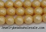 CSB1821 15.5 inches 6mm faceetd round matte shell pearl beads