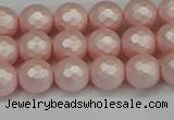 CSB1831 15.5 inches 6mm faceetd round matte shell pearl beads