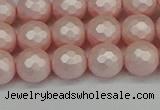 CSB1832 15.5 inches 8mm faceetd round matte shell pearl beads