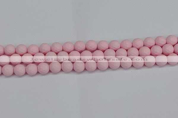 CSB1842 15.5 inches 8mm faceetd round matte shell pearl beads