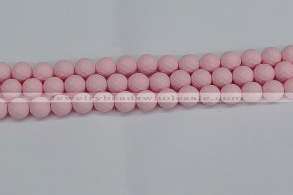 CSB1843 15.5 inches 10mm faceetd round matte shell pearl beads