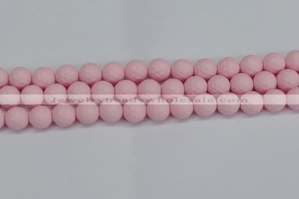 CSB1844 15.5 inches 12mm faceetd round matte shell pearl beads