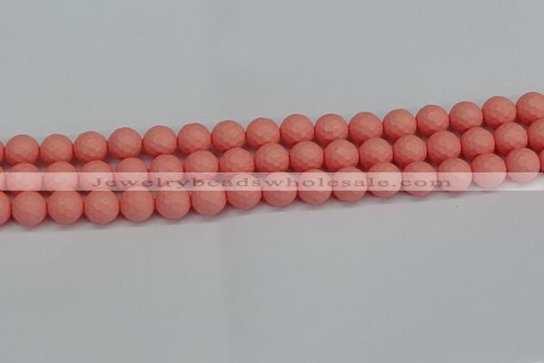 CSB1852 15.5 inches 8mm faceetd round matte shell pearl beads