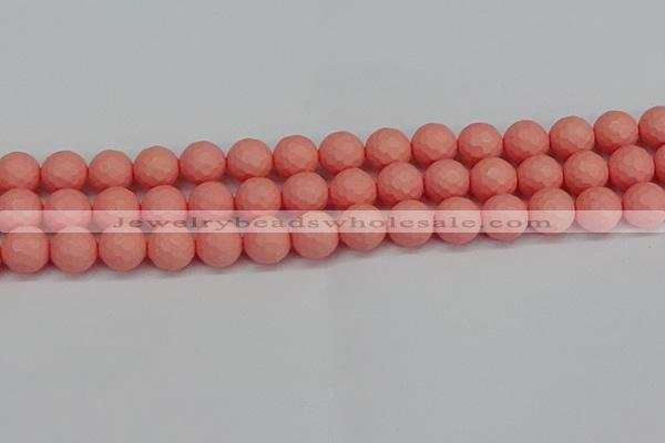 CSB1853 15.5 inches 10mm faceetd round matte shell pearl beads