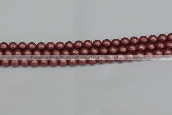 CSB1861 15.5 inches 6mm faceetd round matte shell pearl beads