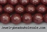 CSB1862 15.5 inches 8mm faceetd round matte shell pearl beads