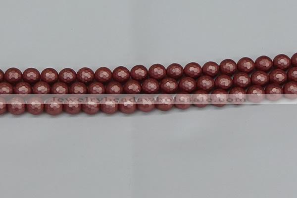 CSB1862 15.5 inches 8mm faceetd round matte shell pearl beads