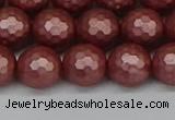 CSB1863 15.5 inches 10mm faceetd round matte shell pearl beads