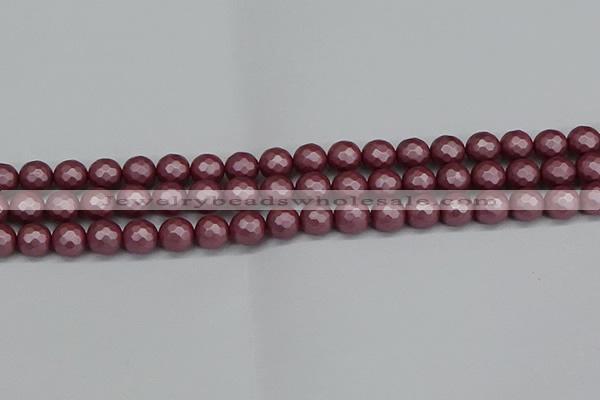 CSB1871 15.5 inches 6mm faceetd round matte shell pearl beads