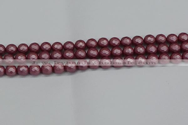 CSB1872 15.5 inches 8mm faceetd round matte shell pearl beads