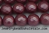 CSB1873 15.5 inches 10mm faceetd round matte shell pearl beads