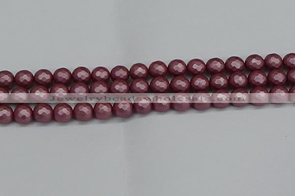 CSB1873 15.5 inches 10mm faceetd round matte shell pearl beads