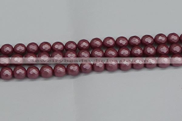 CSB1874 15.5 inches 12mm faceetd round matte shell pearl beads