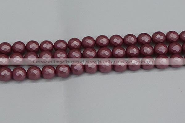 CSB1875 15.5 inches 14mm faceetd round matte shell pearl beads