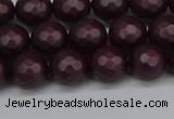 CSB1881 15.5 inches 6mm faceted round matte shell pearl beads