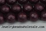 CSB1882 15.5 inches 8mm faceted round matte shell pearl beads