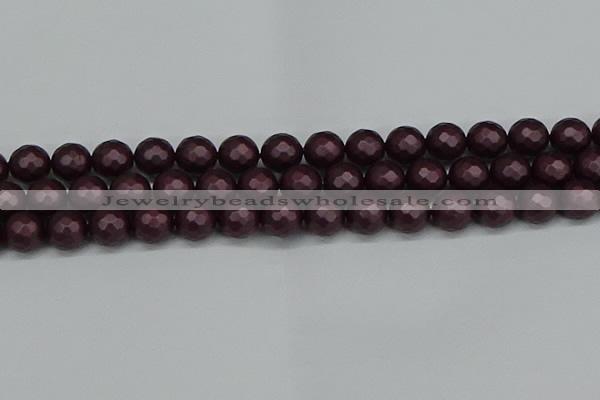 CSB1883 15.5 inches 10mm faceted round matte shell pearl beads