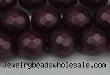 CSB1884 15.5 inches 12mm faceted round matte shell pearl beads