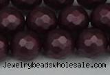 CSB1885 15.5 inches 14mm faceted round matte shell pearl beads