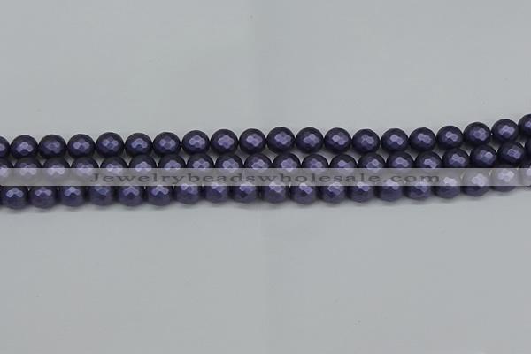 CSB1891 15.5 inches 6mm faceted round matte shell pearl beads