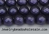 CSB1892 15.5 inches 8mm faceted round matte shell pearl beads