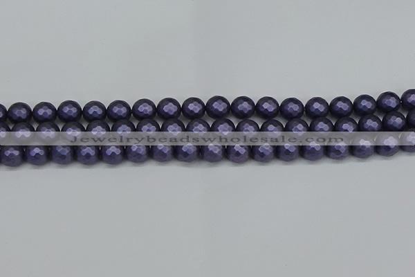 CSB1892 15.5 inches 8mm faceted round matte shell pearl beads