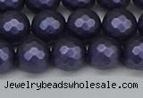 CSB1893 15.5 inches 10mm faceted round matte shell pearl beads